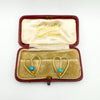 Antique 9ct Gold Turquoise Cufflinks or Collar Clips with Original Box