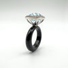 Huge 19.77ct Blue Topaz & Natural Diamond Onyx Cocktail Ring Size P - Q