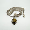 Vintage T-Bar & 18” Curb Links Chain & Tigers Eye Pendant Sterling Silver 47g