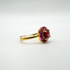 0.50ct Garnet & Ruby Halo Ring in 14k GP on Sterling Silver by Rainbow Rocks