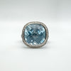 Huge 19.77ct Blue Topaz & Natural Diamond Onyx Cocktail Ring Size P - Q