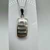 White Mother of Pearl Rectangular Bar Drop Pendant 18” Chain Sterling Silver 925