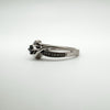 Black CZ & Diamond Ring in Sterling Silver 925 Size P - Q