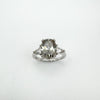 Large Oval Grey & White CZ Ring in Sterling Silver 925 Size P - Q