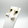 Unusual Pearl & CZ Star Burst Gold Plated Drop Earrings in Sterling Silver 925