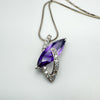 Large Sparkly Amethyst & CZ Pendant on 18” Necklace in Sterling Silver 925 *