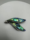 Large Vintage Sterling Silver Abalone Shell Brooch 925 *