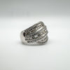 2ct CZ Multi Row Wave Ring in Sterling Silver 925 Size L - M Heavy 6g