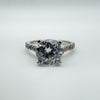 1ct CZ Solitaire with CZ Shoulders in Sterling Silver 925 Size J - K *