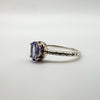 9ct White Gold 0.40ct Tanzanite & Diamond Engagement Stacking Ring Size N - O *