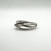 Black CZ Cross Over Band in Sterling Silver Ring Size Q - R