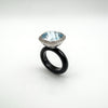 Huge 19.77ct Blue Topaz & Natural Diamond Onyx Cocktail Ring Size P - Q