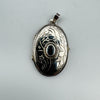 Unusual Vintage Blue Topaz Engraved Locket in Sterling Silver 925 7.8g *