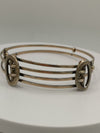 Unusual Vintage Gold on Silver Double Buckle Bangle stamped Depose 11g 