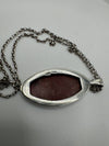 Vintage Agate Oval Pendant & 18” Necklace Belcher Chain 925 *