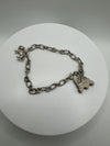 Vintage Sterling Silver Charm Bracelet With Twisted Rope Links & 2x Charms *