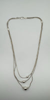 3 Row Strand Beaded Ball 18” Necklace in Sterling Silver 925 13g *