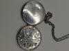 Vintage Large Round Sterling Silver Locket Etched Foliate Design 925 19" Chain