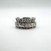 Wide Floral Engraved Spinning Fidget Ring in Sterling Silver 925 K - L by D’joy