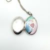 Multicoloured Mother of Pearl Locket & 18” Chain in Sterling Silver 925 Heavy 9g