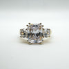 9ct Gold 2ct CZ Trilogy Ring Size N - O