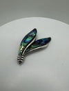 Large Vintage Sterling Silver Abalone Shell Brooch 925 *