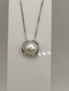 Pearl & CZ Pendant Sterling Silver 925 & 16" Necklace Wedding / June Birthday