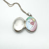 Multicoloured Mother of Pearl Locket & 18” Chain in Sterling Silver 925 Heavy 9g