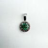 Created 0.25ct Emerald & Natural Diamond Pendant in Sterling Silver 925