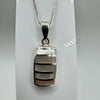 White Mother of Pearl Rectangular Bar Drop Pendant 18” Chain Sterling Silver 925