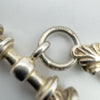 Vintage Fleur De Lys Bracelet T-Bar Charm / Albert Chain Sterling Silver 925 26g