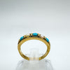 9ct Gold Half Hoop Turquoise & Pearl Ring Size N - O