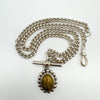 Vintage T-Bar & 18” Curb Links Chain & Tigers Eye Pendant Sterling Silver 47g