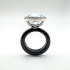 Huge 19.77ct Blue Topaz & Natural Diamond Onyx Cocktail Ring Size P - Q