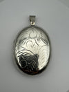 Vintage Large Oval Locket Foliate Etched Scroll Design 16g Sterling Silver 925