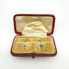 Antique 9ct Gold Turquoise Cufflinks or Collar Clips with Original Box