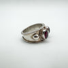 Amethyst and garnet cabochon silver ring
