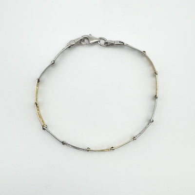 Reverse side of bi-coloured Greek Key bracelet in sterling silver