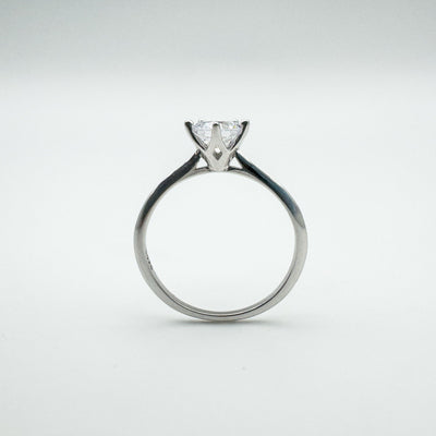 Side view of open gallery 5-claw setting holding 0.75ct CZ stone