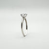 Upright angled view of round CZ ring in sterling silver