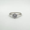 Round cut CZ solitaire ring in sterling silver, 6 claw setting