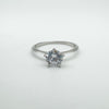 Front view of 0.75ct CZ solitaire ring in sterling silver size O