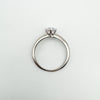 Top view of round cut CZ solitaire ring in sterling silver
