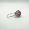 Ornate crown-style mount of sterling silver carnelian solitaire ring