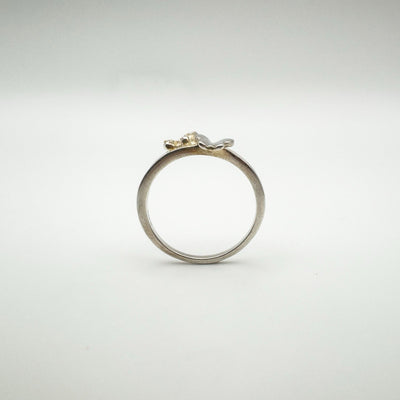 Sterling silver butterfly ring with diamonds front