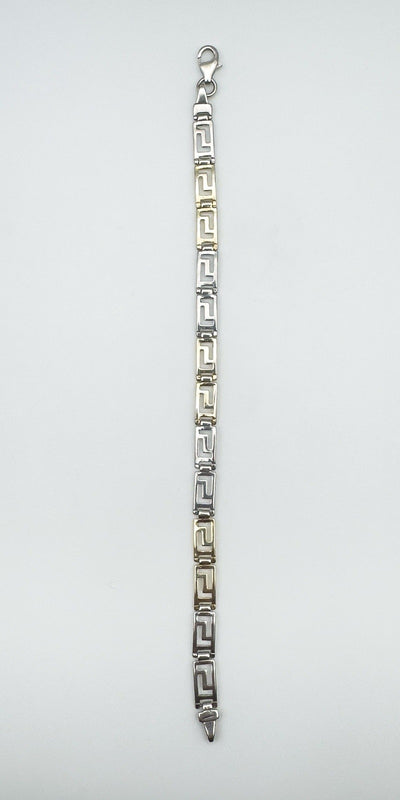 Full view of vermeil Greek Key bracelet with lobster clasp