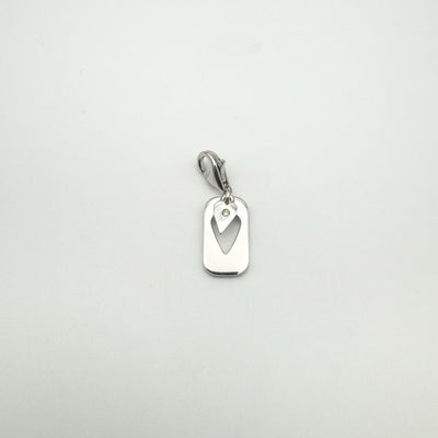 Full view of sterling silver heart charm with clasp