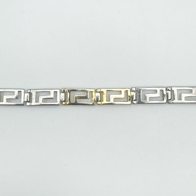 Vermeil and silver Greek Key design links close-up