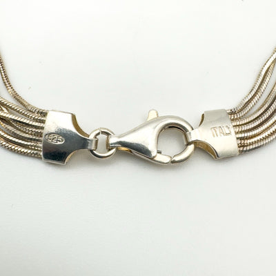 Close-up of 925 and Italy stamp on sterling silver bracelet clasp
