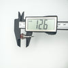 Digital caliper measuring depth of sterling silver carnelian ring at 12.6mm